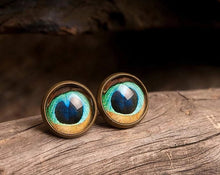 Įkelti vaizdą į galerijos rodinį, Auskarai vinukai "Povo plunksna"